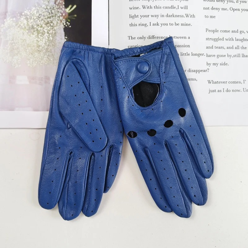 Women’s Sheepskin Driver Gloves – Thin, Breathable Colored Leather for Summer