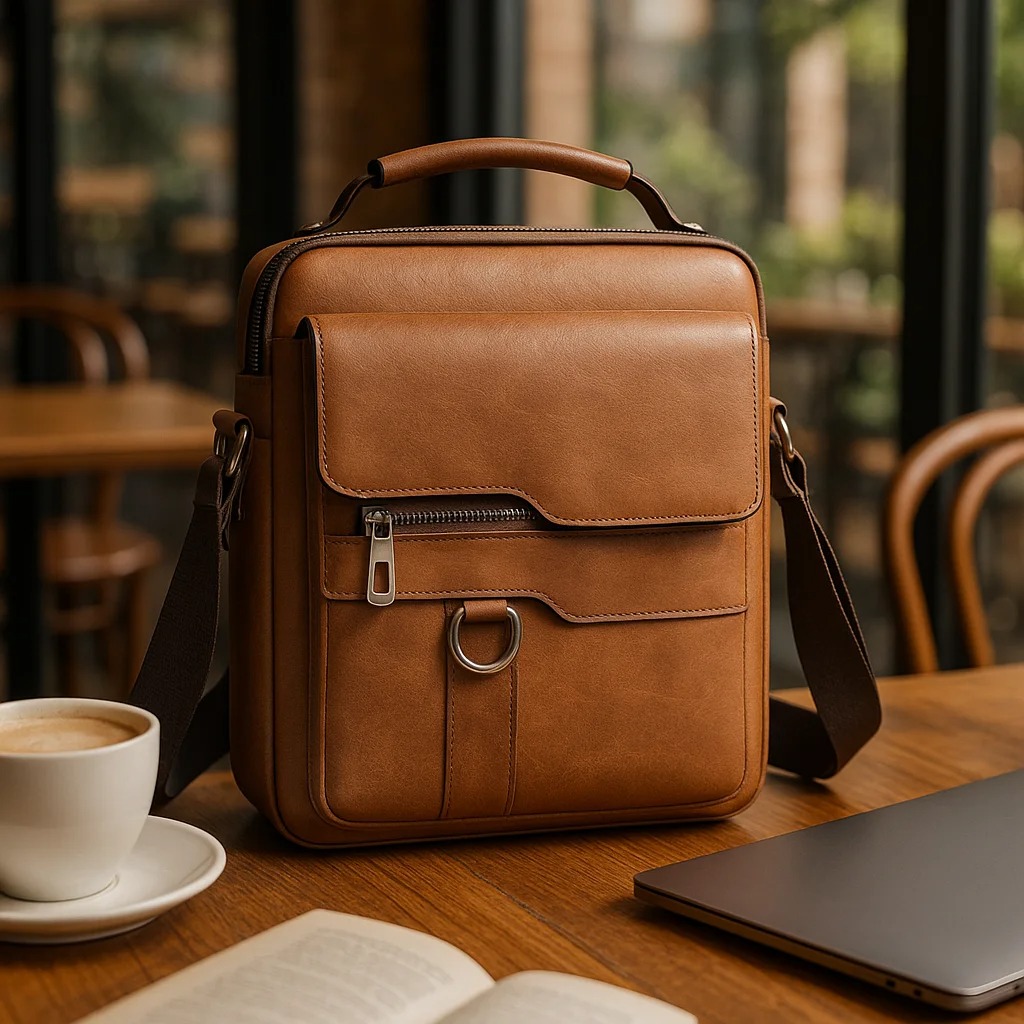 Men’s Vintage PU Leather Messenger Crossbody Bag - Image 3