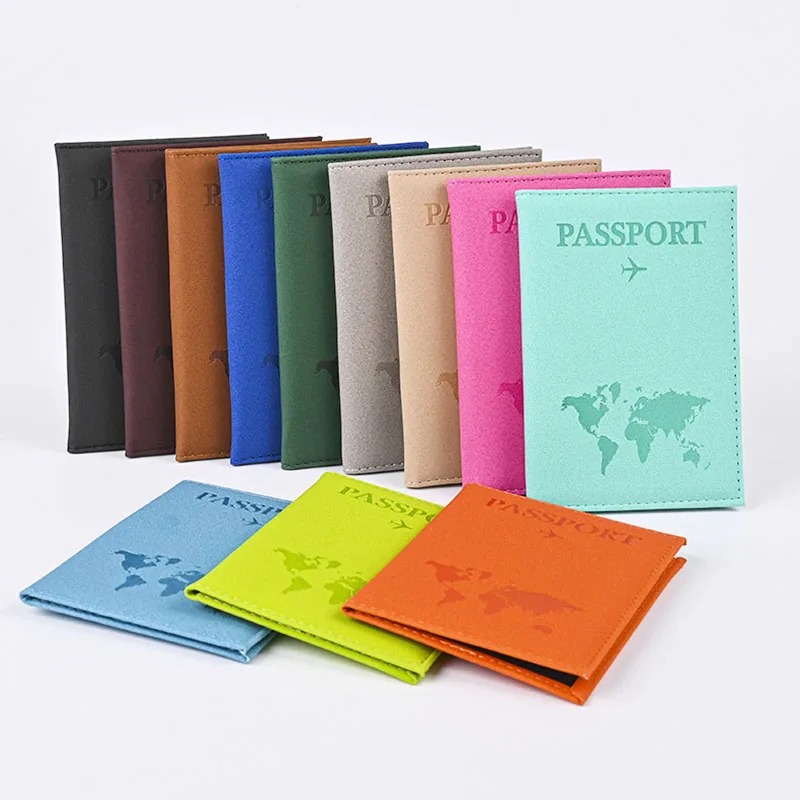 PU Leather Travel Passport Holder – Protective ID & Card Organizer for Men & Women, World Map Design