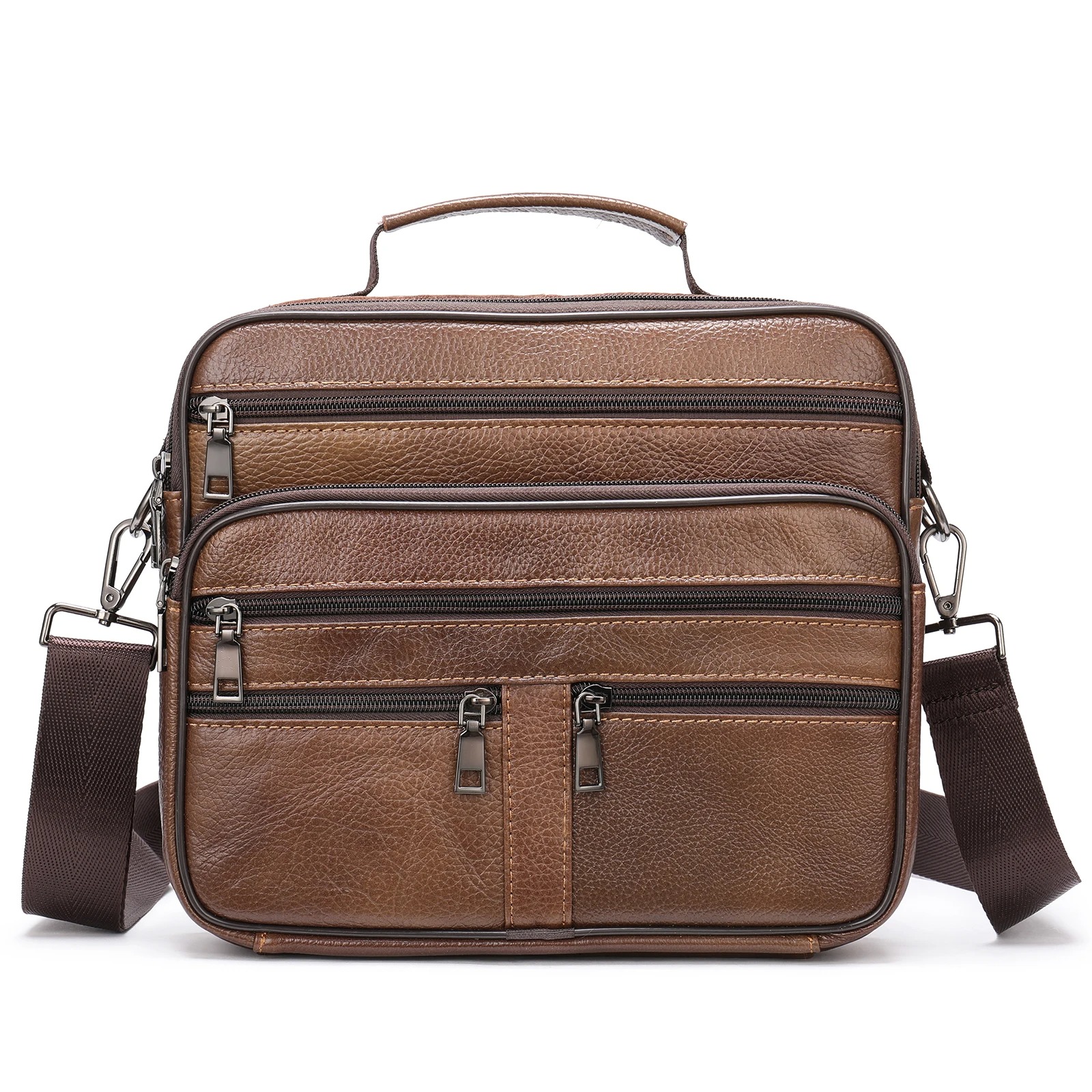 Genuine Black Cowhide Leather Shoulder Bag for Men – Business Messenger & Crossbody Handbag