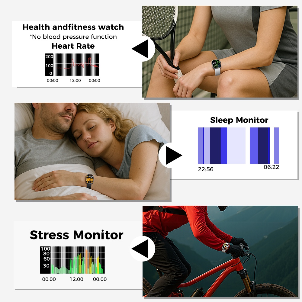 Smart Watch Bluetooth Call &1.95 HD Screen -Heart Rate SpO2 Sleep Monitor, 3ATM Waterproof Fitness Tracker For IoS Android - Image 4