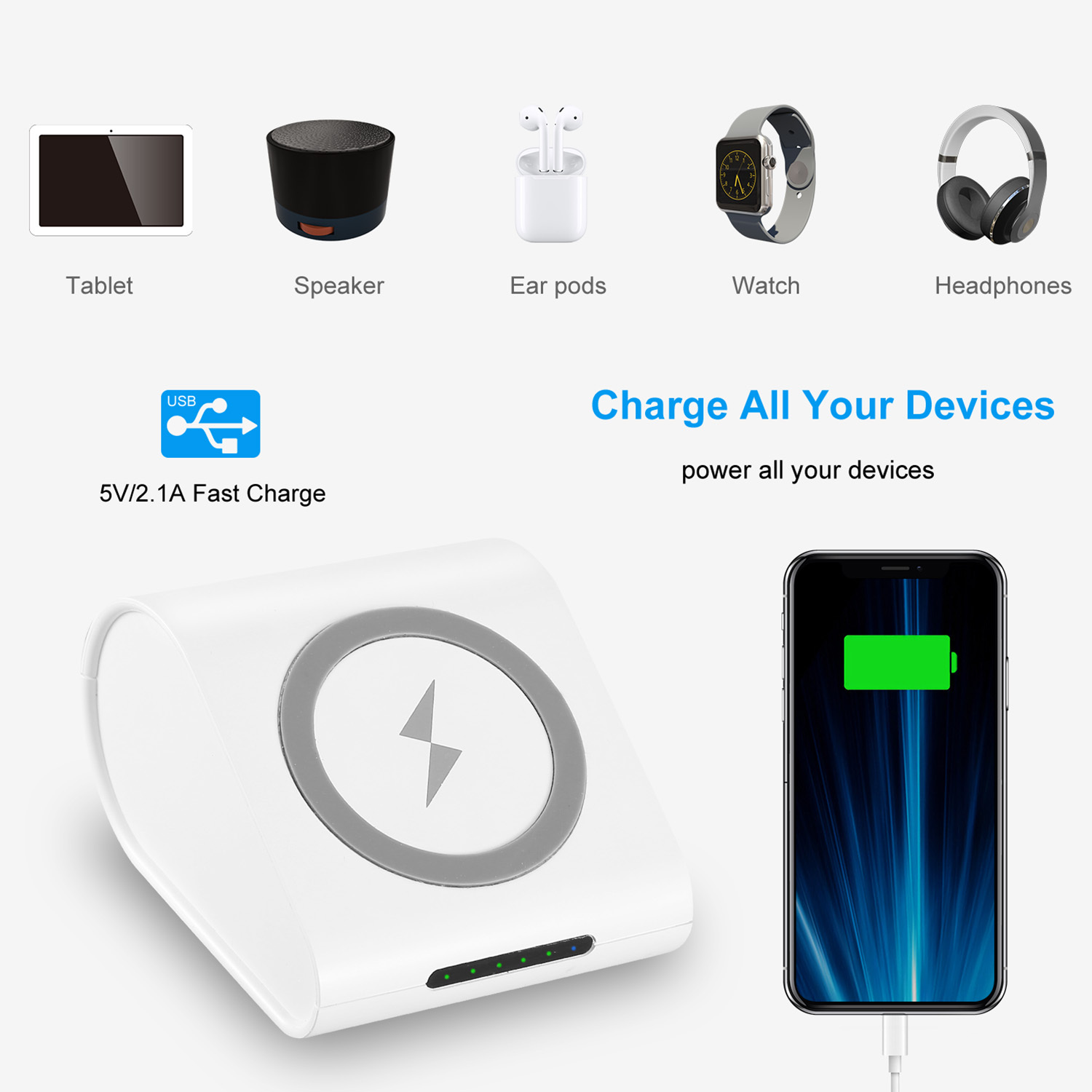 1Pc 10400mAh Qi Wireless Charging Power Bank For IOS Phone XS MAX XR Galaxy S10 S9 Note 9 - Image 2