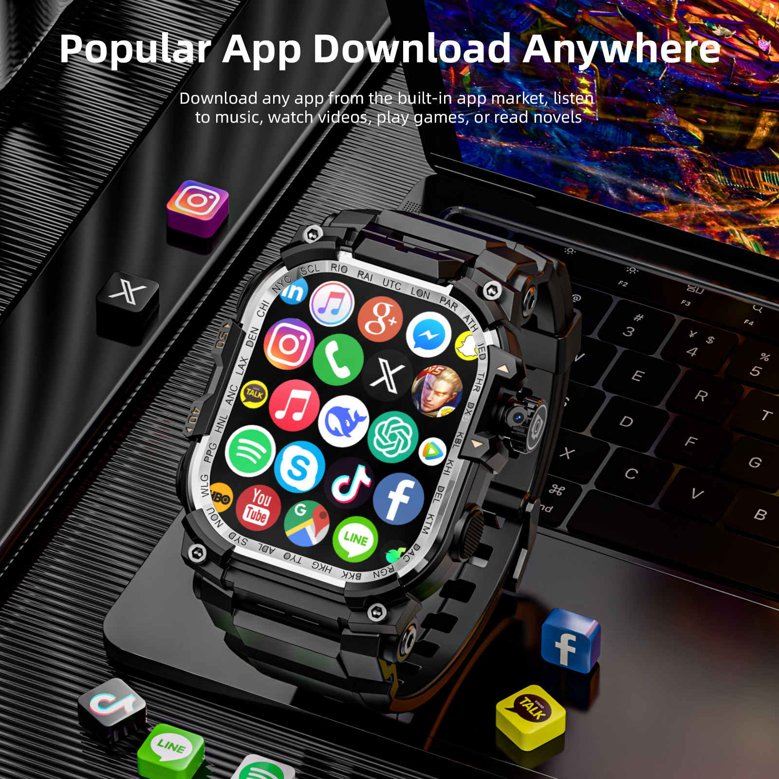 APPLLP 7 MAX Generous Screen Smart Watch Wifi Pull-out Camera