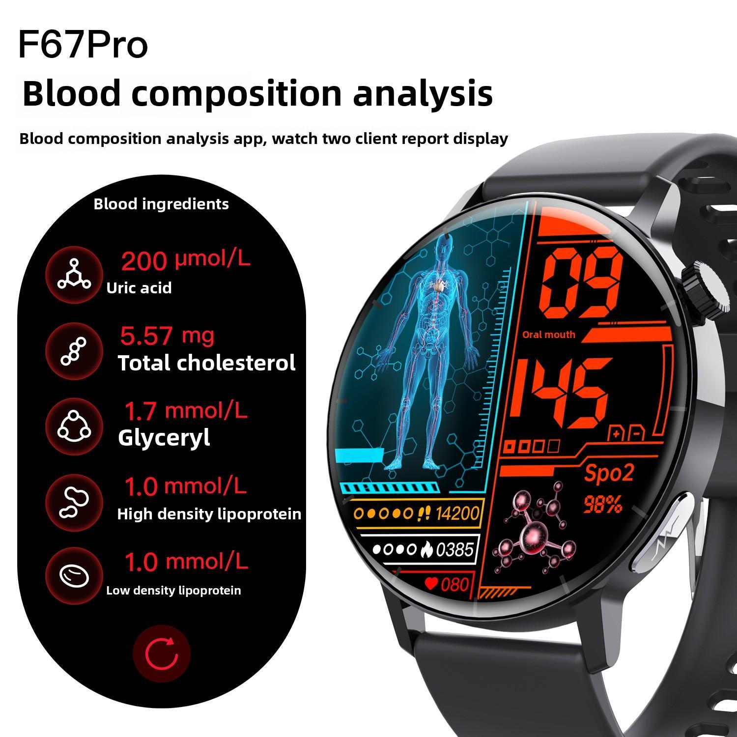 Smart Watch Non-Invasive Blood Glucose Body Temperature Blood Pressure Blood Oxygen Automatic Measurement ECG Ppg Blood Lipid Health Manager - Image 4