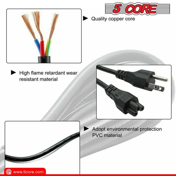 5Core AC Power Cord 6Ft 3 Prong US Male To Female Extension Adapter 18AWG 10A 7A 125V - Image 5