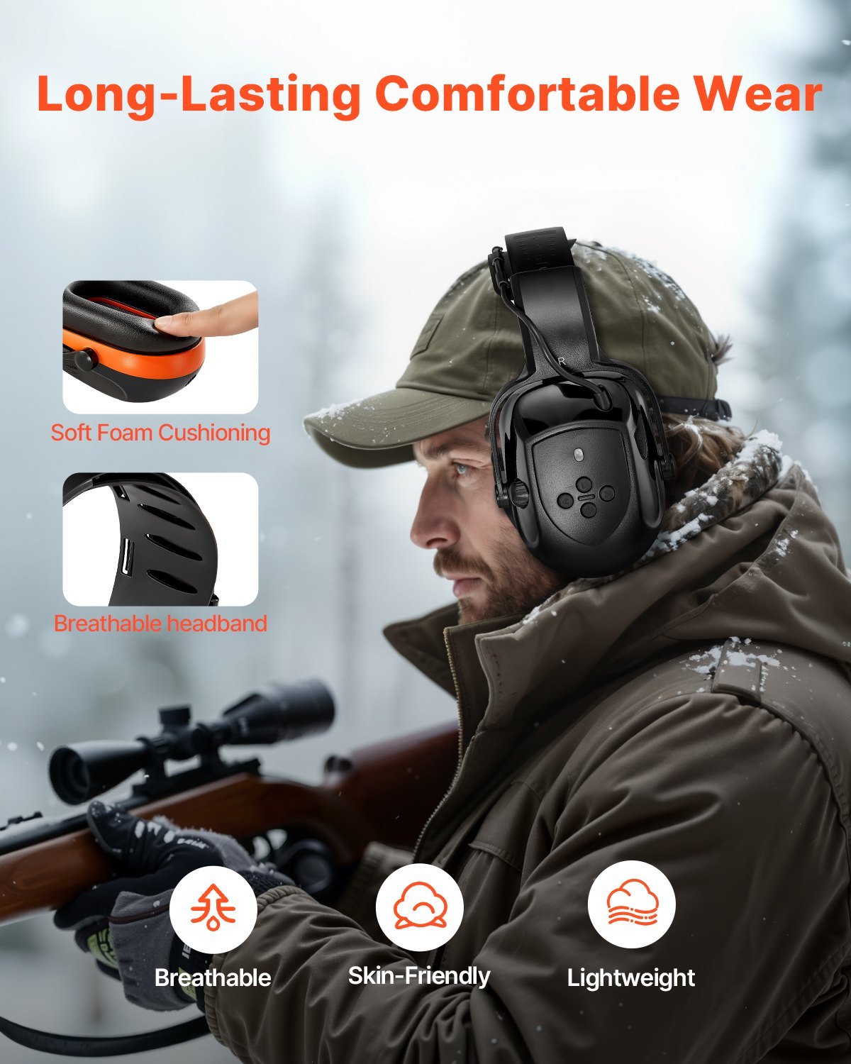 Safety Earmuffs Bluetooth Hearing Protection Ear Muffs Noise Reduction NRR24dB,Bluetooth Headphones Earmuffs - Image 5