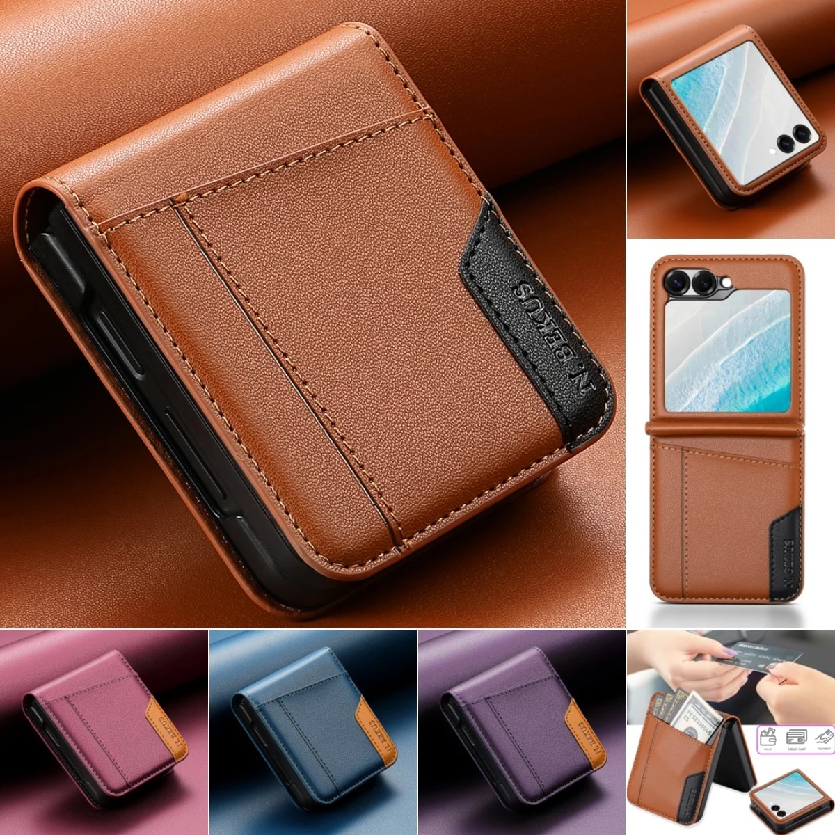 Flip Leather Wallet Case for Samsung Galaxy Z Flip 3–7 – Card Holder Book Cover - Image 8