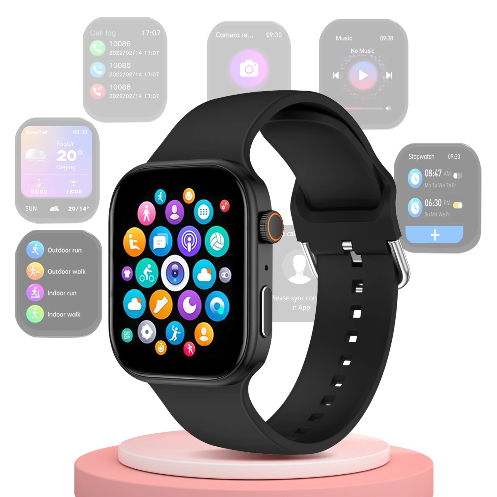 Smartwatch – 2.01" HD, wireless calls, message alerts, multi-sport, customizable, unisex - Image 7