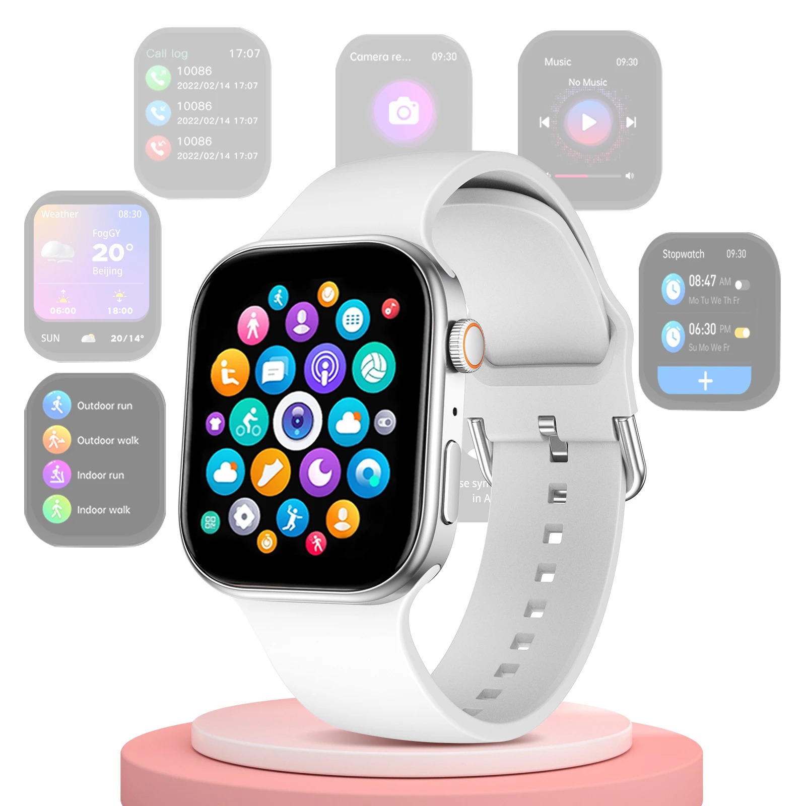 Smartwatch – 2.01" HD, wireless calls, message alerts, multi-sport, customizable, unisex - Image 2