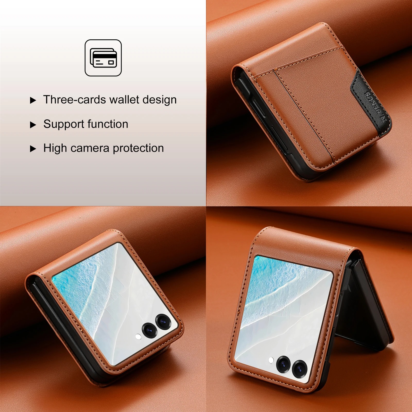 Flip Leather Wallet Case for Samsung Galaxy Z Flip 3–7 – Card Holder Book Cover - Image 6