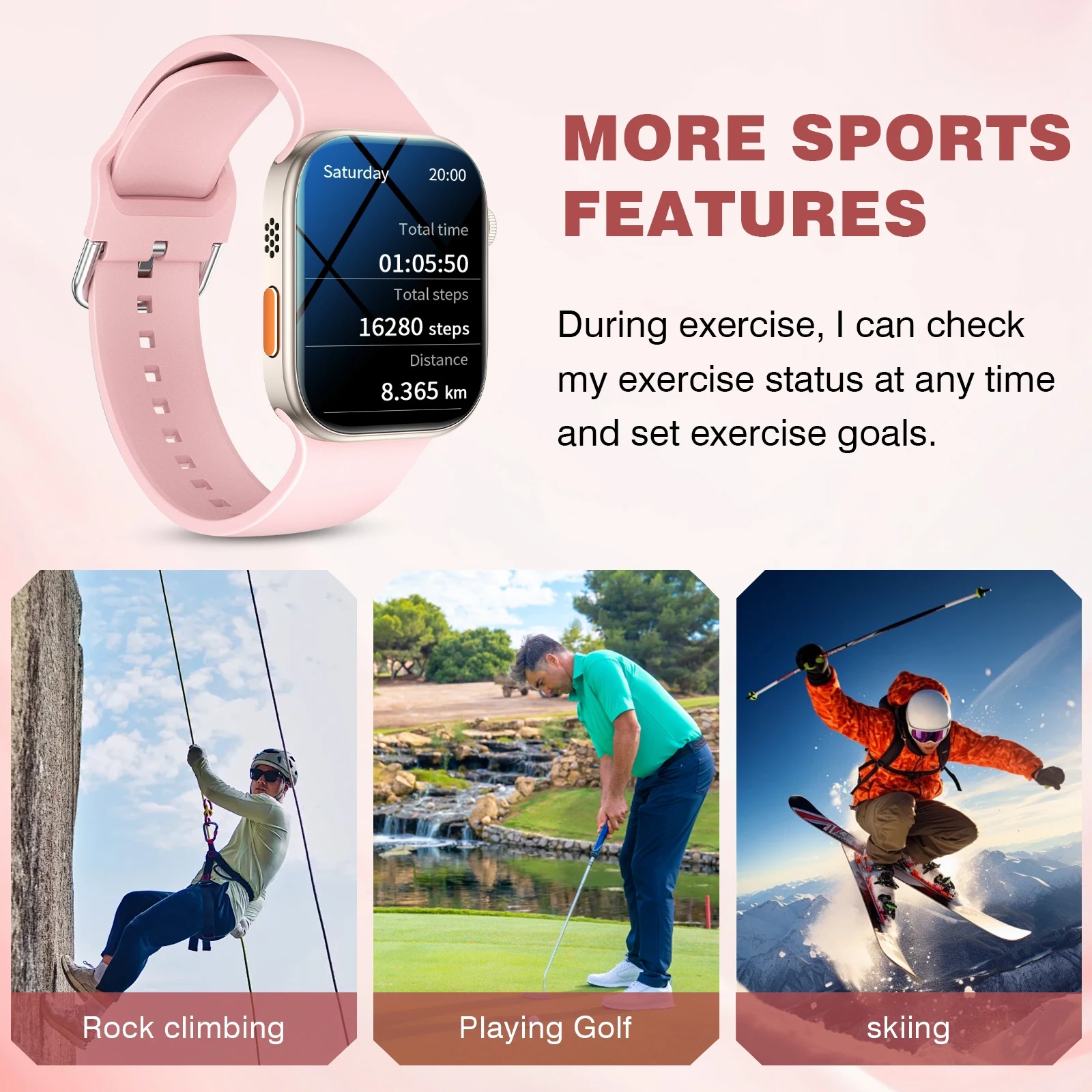 Smartwatch – 2.01" HD, wireless calls, message alerts, multi-sport, customizable, unisex - Image 14