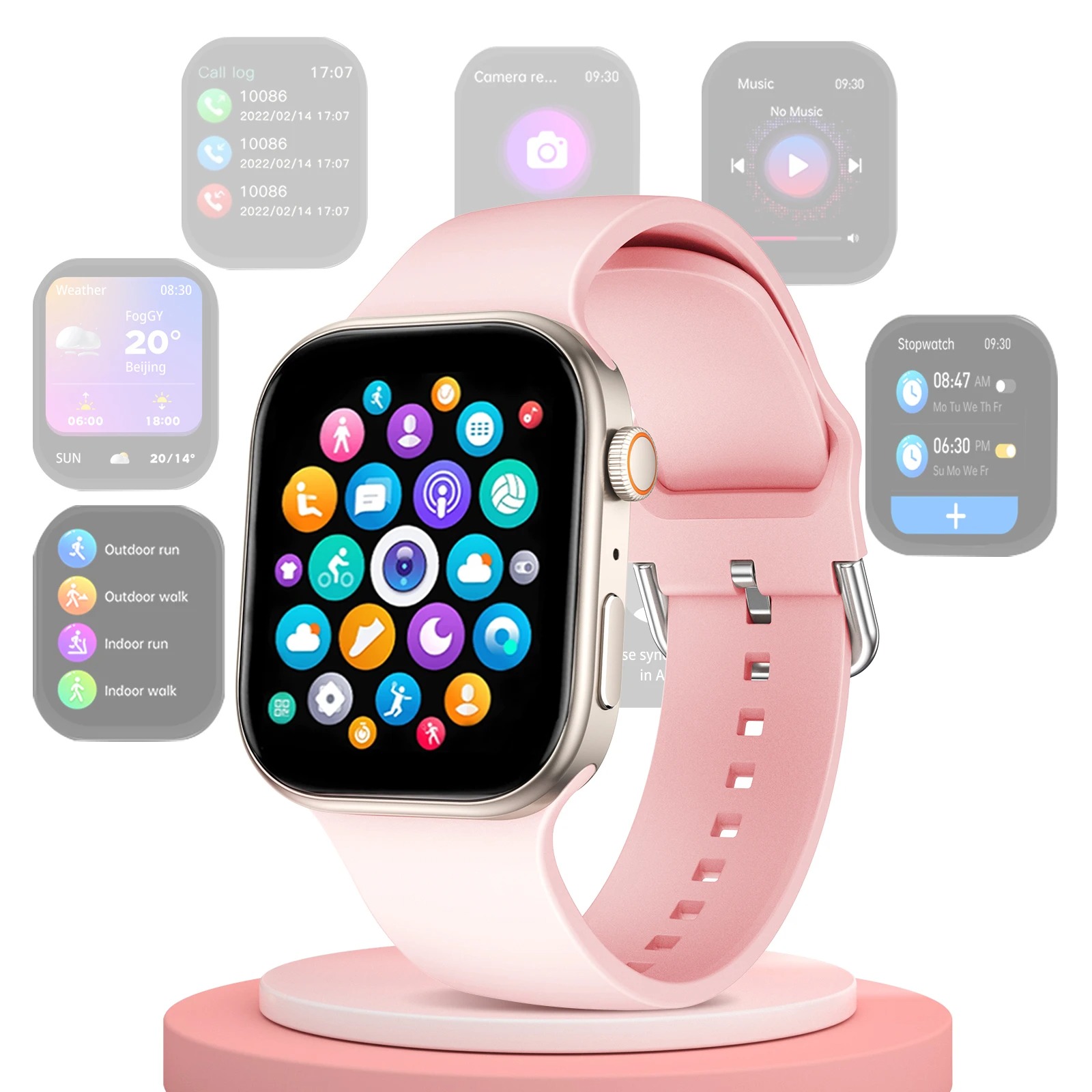 Smartwatch – 2.01" HD, wireless calls, message alerts, multi-sport, customizable, unisex - Image 11