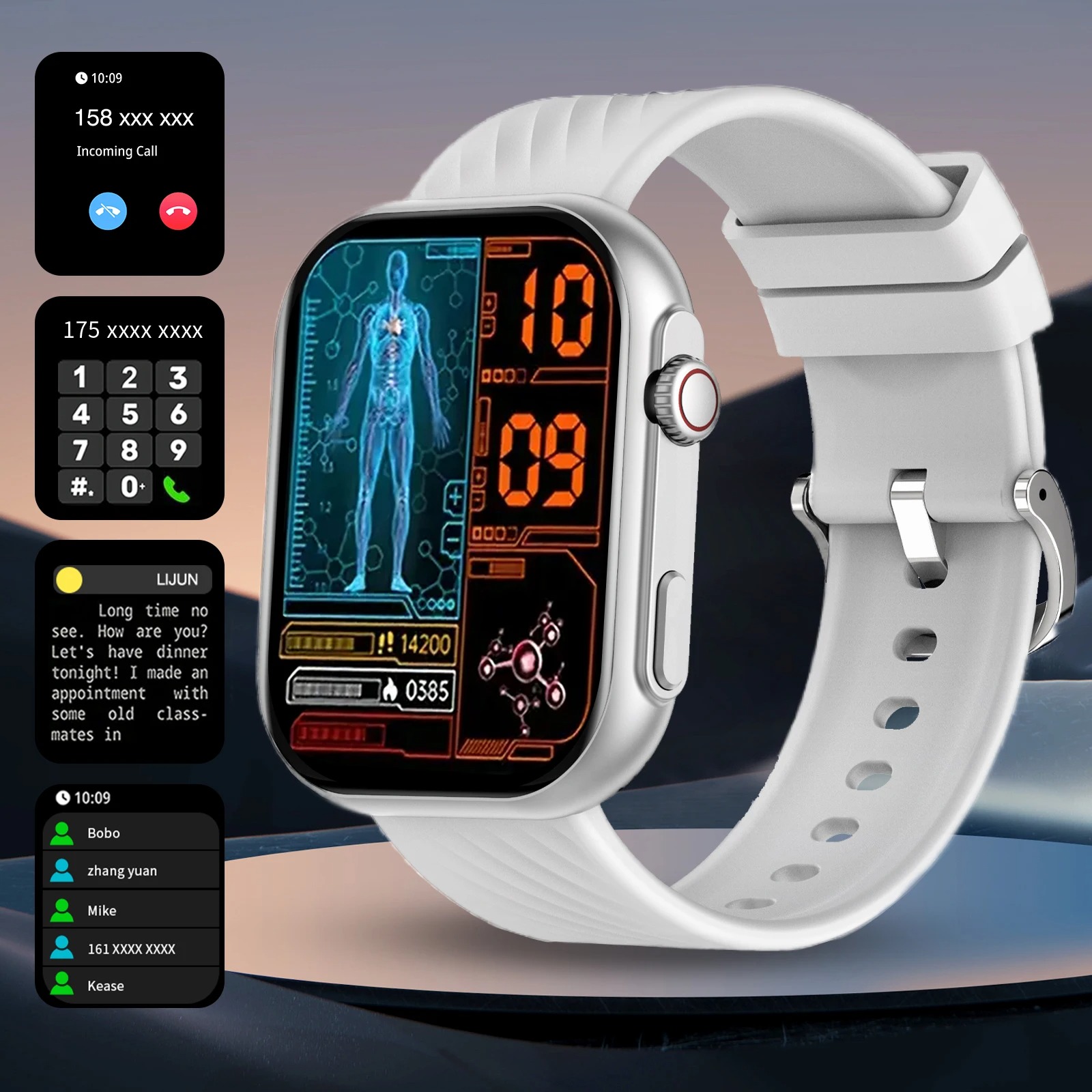 Smartwatch – 2.01" HD, wireless calls, message alerts, multi-sport, customizable, unisex - Image 9