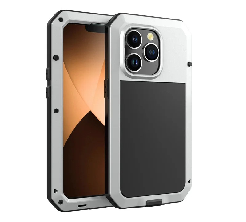 IP54 Waterproof Heavy-Duty Metal Case for iPhone 11–17 Series – Gorilla Glass Protection